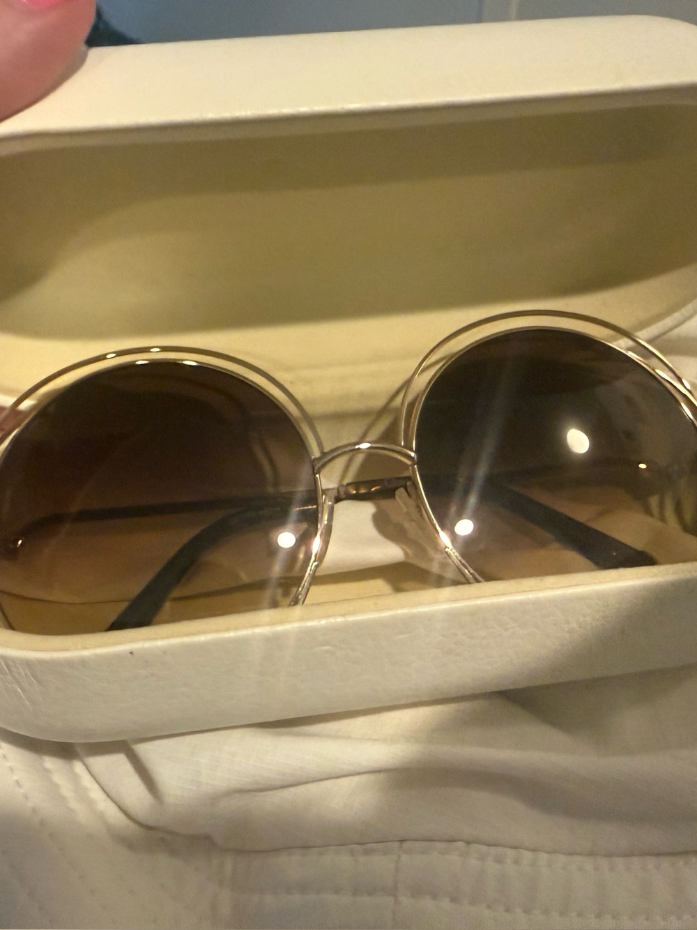 Authentic Chloé CE114S 784 Carlina Round Sunglasses Gold Brown Gradient